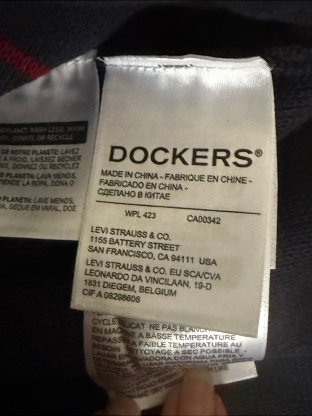 Dockers Full Zip Navy Blue Sweater Milano Windowpane Mock Neck Men's Size Large - Picture 7 of 10